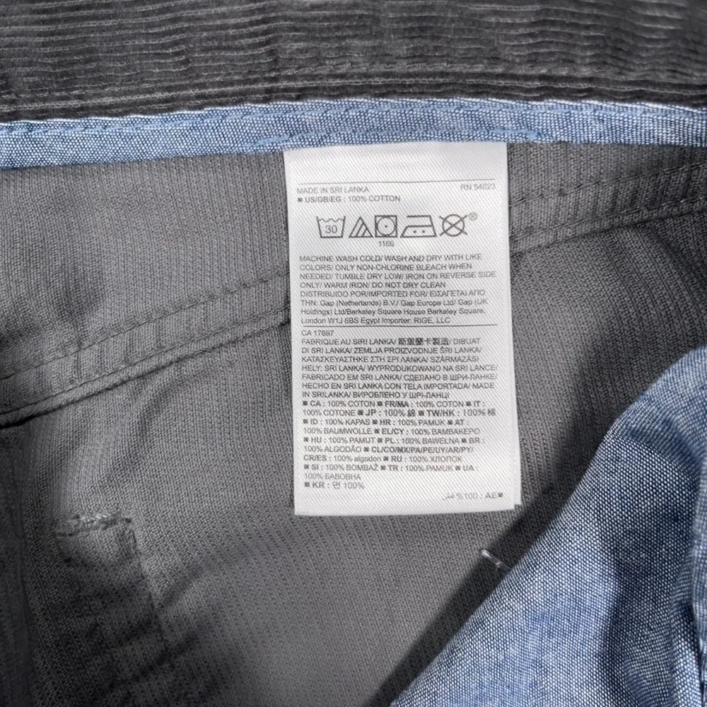 Banana Republic Pima Cotton Corduroy Pants Mens 33x34 Straight Leg Grey Preppy
